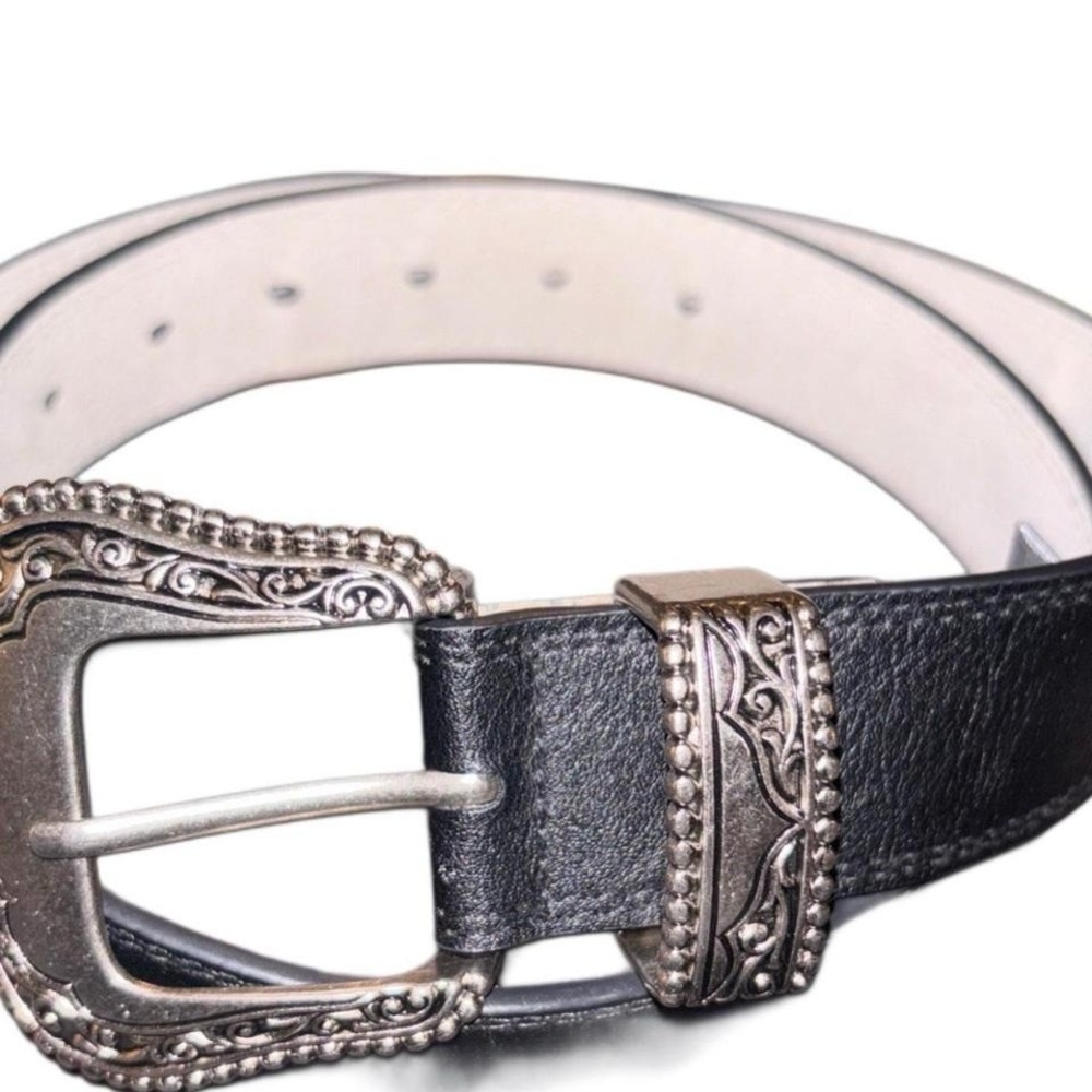 Vince Camuto Black Western Leather Belt,‎ Size Medium, Chic Country Cowgirl